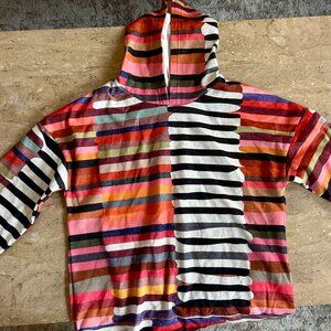 Womens colorful striped hooded sweater sweatshirt size L